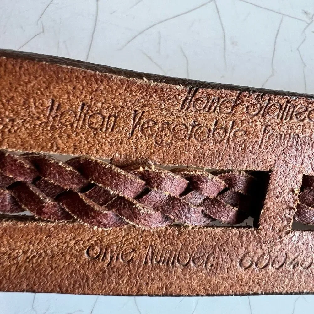 Will leather goods a vintage-style brown leather belt featuring embossed details